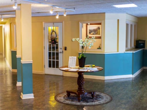 Welcoming lobby at College Parkway Place affordable apartments located in Annapolis