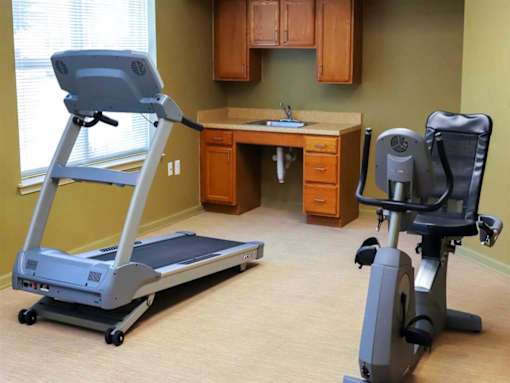 Fitness center at Park View at Ashland Terrace senior apartment community for adults age 62+