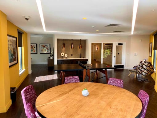 Pet-friendly and smoke-free, Metro Heights community amenities include a fitness center, business center, media room, playground, bike storage, and underground parking—perfect for urban, connected living near downtown Baltimore.