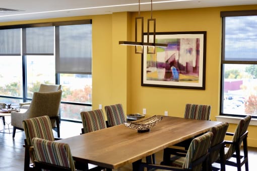 Pet-friendly and smoke-free, Metro Heights community amenities include a fitness center, business center, media room, playground, bike storage, and underground parking—perfect for urban, connected living near downtown Baltimore.