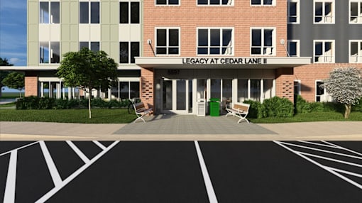 The front of a building named Legacy at Cedar Lane.