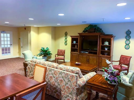 Inviting entrance to Park View at South Pantops, an Enterprise senior living community with professional on-site staff and 24-hour emergency maintenance.
