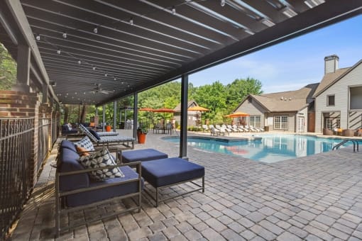 Resort Style Pool with Lounge Chairs at The Hartley at Sweetwater Creek, Georgia