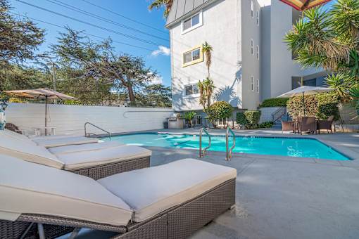 Pool and furnished lounging area