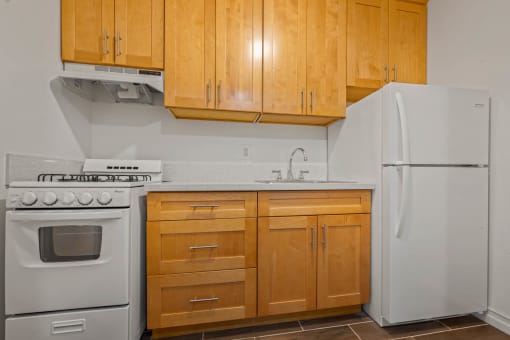 Wooden cabinets at Beverly Boulevard Apartments, Los Angeles, CA