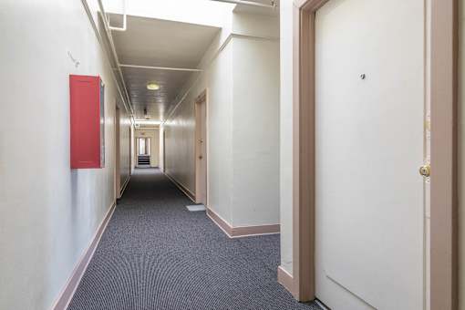 Building hallway and front doors