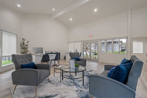 Community clubhouse with sitting space at Monterra Ridge Apartments, Canyon Country