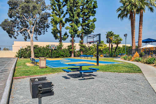 Basketball court at Serrano Apartments, California