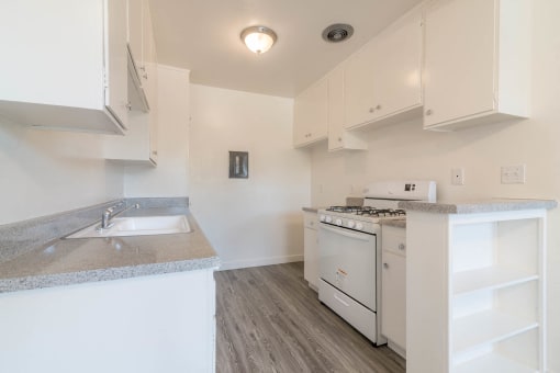 Kitchen with new flooring and countertops