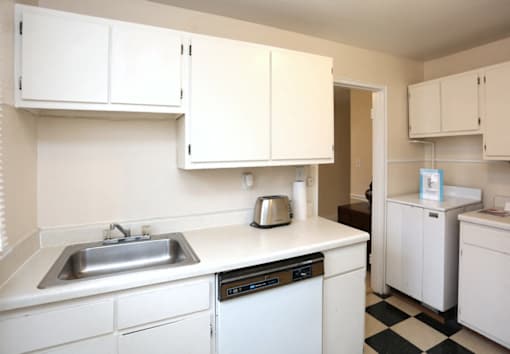 View of kitchen model with sink and dishwasher