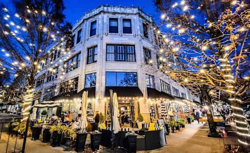 A building with a lot of lights on it.