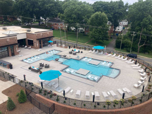 an aerial view of our pool