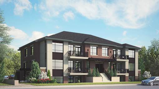 A modern two-story house with a balcony on the second floor.