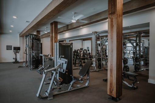 a gym with weights and other exercise equipment