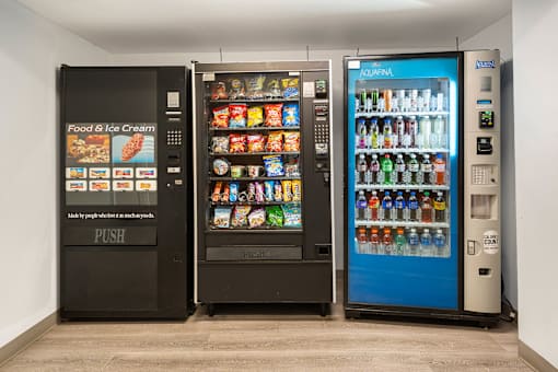 Vending machines in the building for convenient snacking and late-night nibbles.