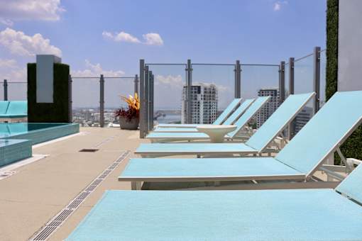 Lay out in style around our rooftop pool in Downtown Tampa, FL.