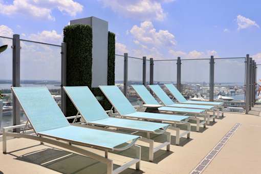 Ample seating around our rooftop pool in downtown Tampa, FL
