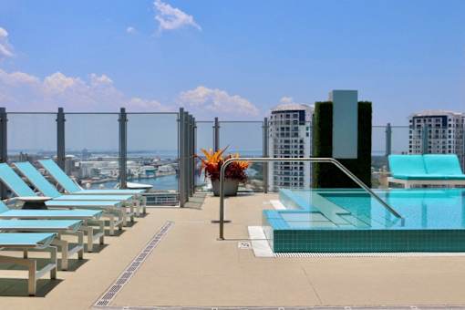 Our pool offers endless views of downtown Tampa, FL.