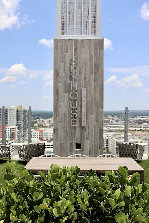 View of the city from our Sky Deck rooftop amenity.