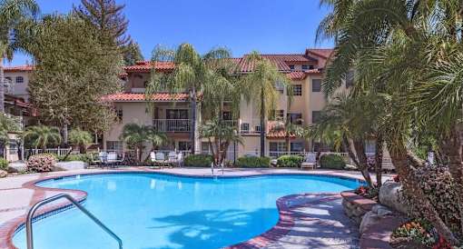 Swimming pool side with sun deck at Loma Linda Springs, Loma Linda