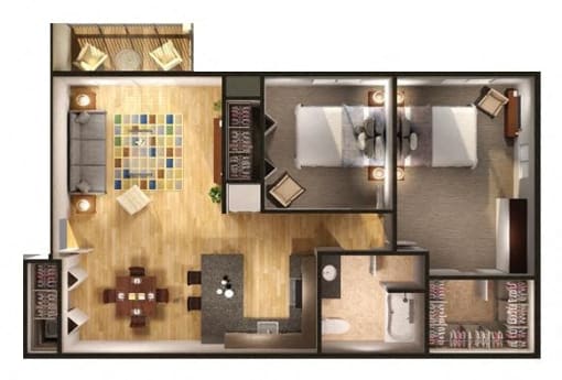 2x1 floorplan at Steedman Apartments, Ohio
