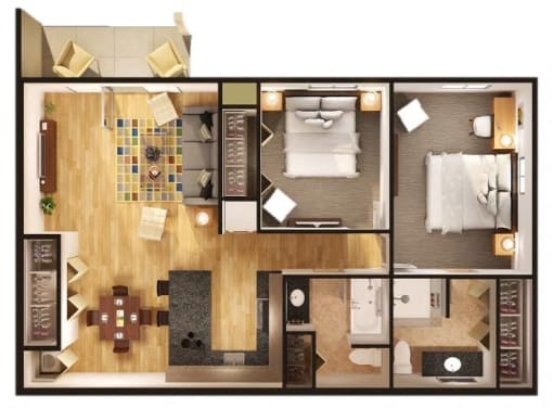 2x2 floorplan at Steedman Apartments, Waterville