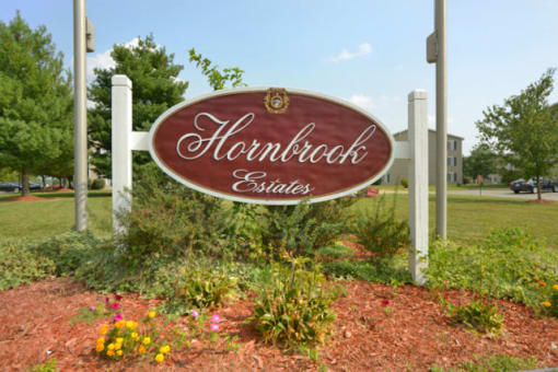 Welcoming Property Sign at Hornbrook Estates Apartments, Evansville, Indiana