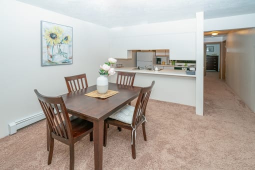 Dining Room and Kitchen View at Kuder Estates Apartments, MRD Conventional, Indiana, 46582