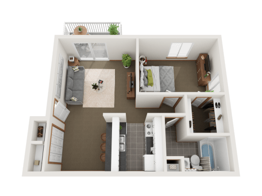 a view of the living room of a 1 bedroom apartment