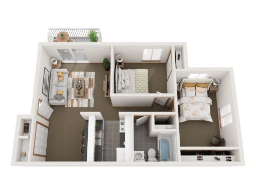 a layout of a bedroom with a bathroom and a living room