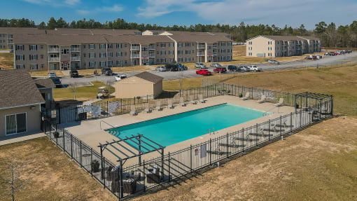 Aerial Pool  at Walker Estates Apartments, Augusta