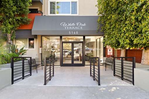 Property Entrance and Awning at White Oak Terrace Apartments, Encino, CA, 91316