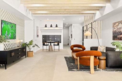 Updated Lobby at White Oak Terrace Apartments, Encino, CA