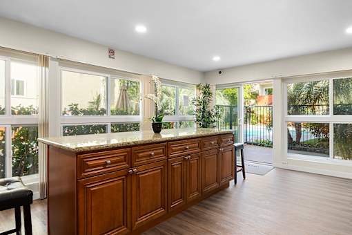 Kitchen Island at Lombardi Apartments, California