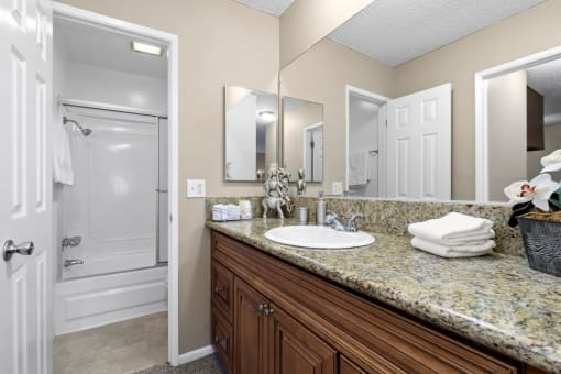 Mar Vista Apartments Bathroom with Upgraded Counter Tops and Cabinets