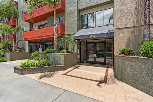 Property Entrance View at Woodland Trio Apartments, California