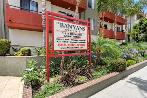 Monument Sign at Woodland Trio Apartments, North Hollywood