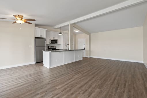 Open Floor Plan with Hardwood Flooring at Parkway Terrace Apartments, Culver City, California