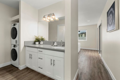 Upgraded Bathroom at Parkway Terrace Apartments, Culver City, CA, 90230