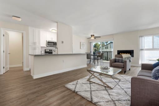 Living And Kitchen at Parkway Terrace Apartments, Culver City, California