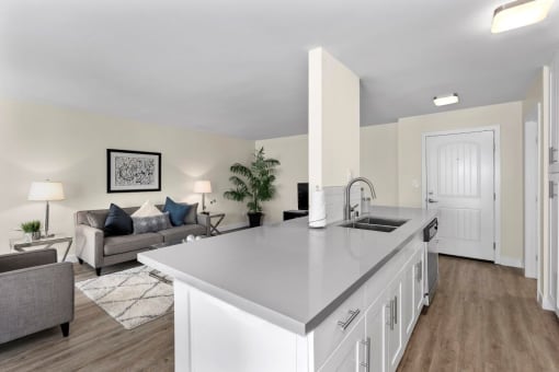 Kitchen and Living Room at Parkway Terrace Apartments, California
