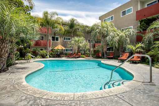 Sparkling Pool at Lombardi Apartments, California