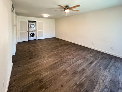 Living Room with washer and dryer