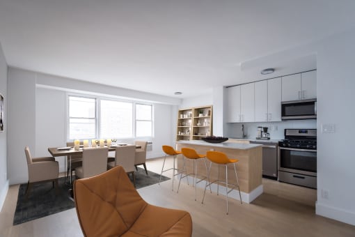 model open concept kitchen and dining area