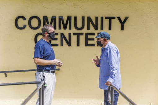Residents talking