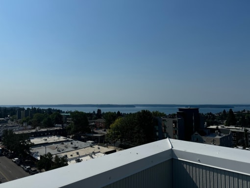 a view of the city and the lake from the roof of a building at Junction Central, Washington