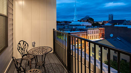 Balcony of Model Apartment at Vicina (Photo Credit: Paul Knapick)