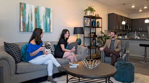Entertaining in Model Living Room at Vicina