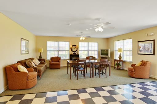 Living Room with a Checkered Floor at Ridgecrest Apartments, Virginia