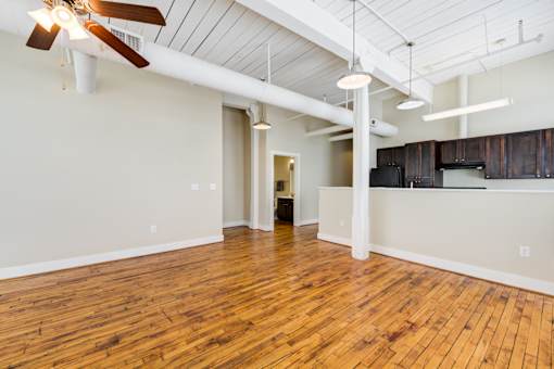 Living Room and Kitchen at Asheboro Mill Lofts, Asheboro, 27203